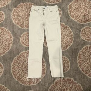 PAIGE Cream Ankle Cropped Jeans Lightweight Denim